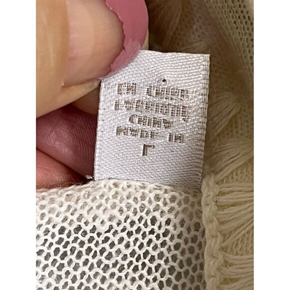 Anthropologie Sweater Women L Cream Boho Crochet Floral Hippie 80s Bridal Knit - Picture 10 of 12